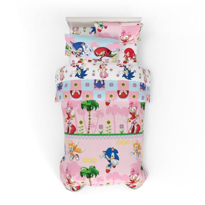 Franco Sonic the Hedgehog Amy Rose Anime Kids Bedding Super Soft Comforter and Sheet Set with Sham, 5 Piece Twin Size, (Officially Licensed Product) - color: Sonic the Hedgehog Girl, size: Twin