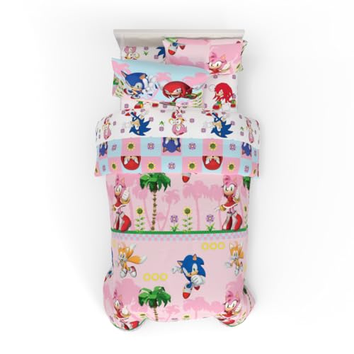 Franco Sonic the Hedgehog Amy Rose Anime Kids Bedding Super Soft Comforter and Sheet Set with Sham, 5 Piece Twin Size, (Officially Licensed Product) - color: Sonic the Hedgehog Girl, size: Twin