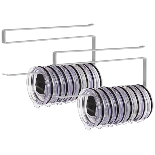 2 Pack Tumbler Lid Organizer, Versatile Tumbler Storage Holds 20 Lids Grey | Space Saving Cup Lid Organizers Inside Cabinet Tumbler Lid Hook for Kitchen Organizer and Storage, Paper Towel Rack Hanger - color: Gray, size: 2 Pack