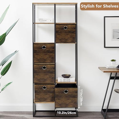 Stylish Fabric Cube Storage Bin with Wood Grain,Sturdy Storage Cube Box for Shelves, Foldable Basket Space Saving Storage Organizer for Home,Office,Nursery,Living Room,Bderoom,3 Pack(12.6x12.6x12.6in) - size: Large-12.6x12.6x12.6inch
