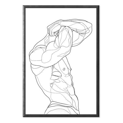 Line Wall Art Abstract Male Body Poster Black and White Line Posters Minimalist One Line Art Minimalistic Wall Art Print Male Wall Art Canvas Painting for Home Wall Decor, Unframed Art 16"x24" - color: Male Body Line (Unframed)