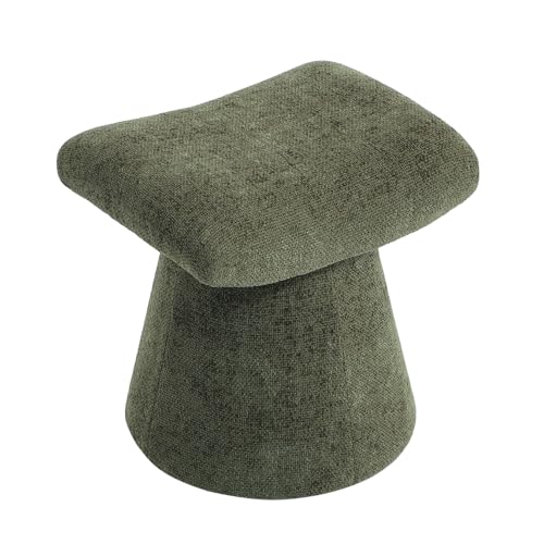 Modern Ottoman with Soft Padded Seat, Multifunctional Vanity Stool, Upholstered Footrest Stool for Living Room and Bedroom - color: Olive Green