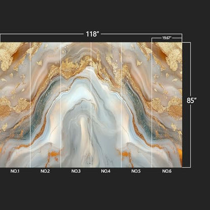 Golden Marble Peel and Stick Wallpaper Abstract wall murals for Bedroom Living Room - 85"x118" - color: W08, size: 85"x118"