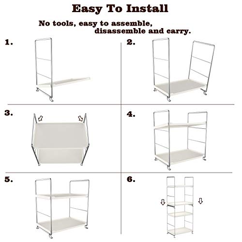 Plastic/Metal Freestanding Stackable Organizer Shelf,Bathroom Countertop Storage Shelf Cosmetic Organizer Holder Kitchen Spice Rack,2-Tier Standing Rack (Silver) - color: Silver