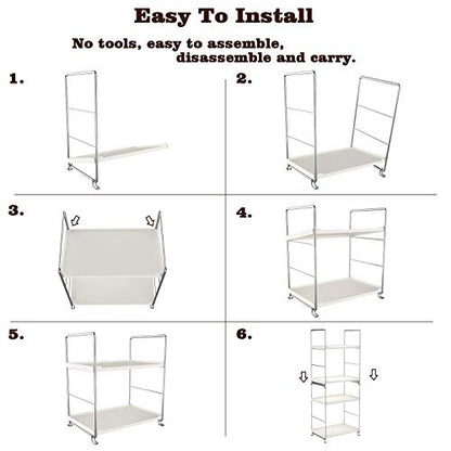 Plastic/Metal Freestanding Stackable Organizer Shelf,Bathroom Countertop Storage Shelf Cosmetic Organizer Holder Kitchen Spice Rack,2-Tier Standing Rack (Silver) - color: Silver
