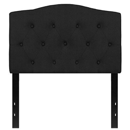 EMMA + OLIVER Black Twin Tufted Headboard | Adjustable Bed Rail Slots, Fabric Upholstered - color: Black, size: Twin