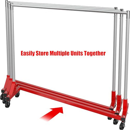 Simple Houseware Industrial Grade Z-Base Garment Rack, 63" W/500Lb, Red - color: Red