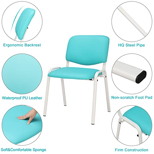 VINGLI 5-Pack Waiting Room Chairs, Stackable Chair for Office, Pu-Blue | Stacking Chairs, Armless Church Chairs, Space-saving, Guest & Reception, Office Lobby, Business Hall - color: Pu-blue, size: 5-pack