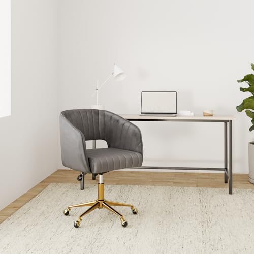 Velvet Office Desk Chair, Grey, Adjustable Swivel Wheels, Ergonomic Design for Home Office, Bedroom, Study - color: Grey