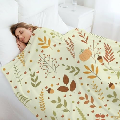 Beige Yellow Floral Leaf Fleece Throw Blanket Fuzzy Fleece Plush Sofa Blanket for Women Men Adults Plush Throws Bedding Decor for Couch Bed 40" X50" - size: 40 × 50 inch