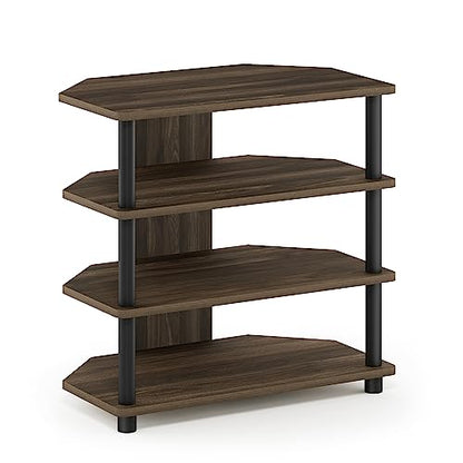 Furinno Turn-N-Tube Easy Assembly 4-Tier Petite Entertainment Center / TV Stand / TV Unit / TV Desk, Columbia Walnut/Black | Petite Entertainment Center, Open Frame Console, For TV up to 32 Inch, Easy Assembly, For Living Room, Bedroom - color: Columbia W