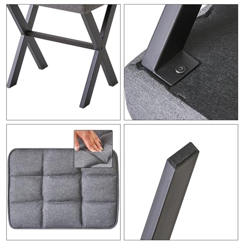 IBUYKE Square Makeup Stool with X-Leg, Linen Vanity Chair, Dark Gray LG-70G | Footrest Ottoman Seat Multi-Use Small Side Table Bedroom Living Room - color: Dark Grey, size: 17.72"-Linen