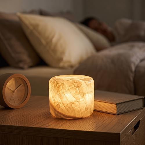Marble Lamp Nature Marble Table Lamp Rechargeable Pat Light Cordless Night Light Touch Bedside Table Lamps for Bedroom Small Ambient Lamps for Home Decor Living Room Desk Decor (Crystal Jade) - color: Crystal Jade