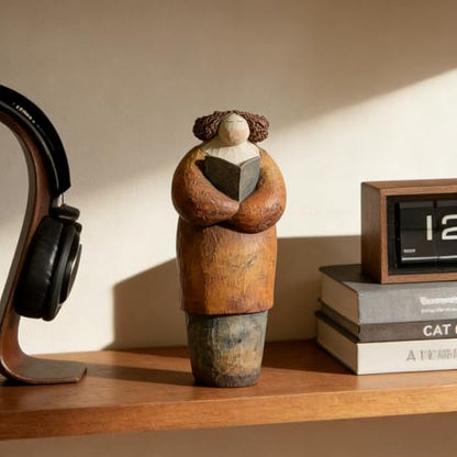 XINXUAN Reader Women Sculpture, Home Décor Accents for Modern Farmhouse | Bookshelf, Office, Desk, TV Stand, Entryway, Room Decor Aesthetic, Book Lovers Gifts (C)