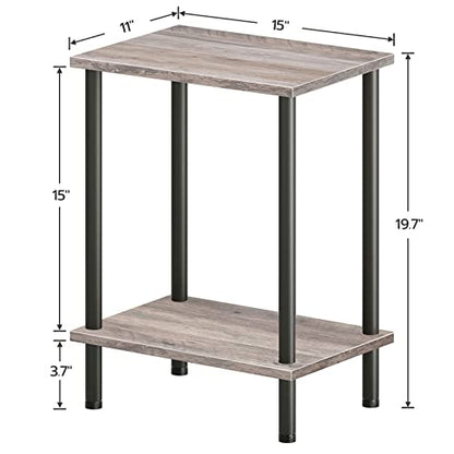 HOOBRO End Table, Small Side Table, Nightstand with 2-Layer Storage Shelves, Sofa Table for Small Spaces, Living Room, Bedroom, Stable Frame, Easy Assembly, Greige and Black BG09BZ01 - color: Greige + Black
