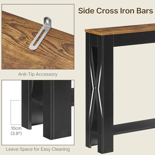 Farmhouse Console Table, 39.4'' Small Narrow Entryway Table, Wood Couch Table Behind Sofa with Storage Shelf, Slim Farmhouse Hallway Table for Hallway, Foyer, Black and Rustic Brown CT34BR - color: Black + Rustic Brown