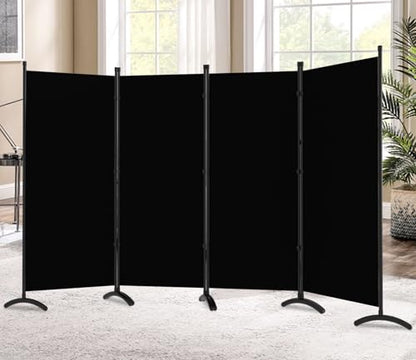 Room Divider-Folding Privacy Screens, 6 ft Partition Room Dividers Wall for Separation, Home, Office, Classroom, Studio (Black, 4 Panel) - color: Black, size: 4 Panel