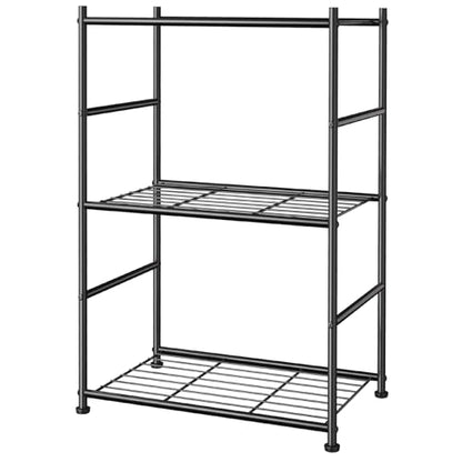 Sakugi 3-Tier Metal Storage Shelves - Space-Saving Shelf Organizer for Small Spaces, Compact Shelving Unit with Adjustable Feet for Kitchen, Garage, Laundry Room (17.7" x 12.5" x 30.1", Black) - size: 17.7W x 12.5D x 30.1H(3T)