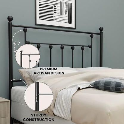 Victorian Metal Headboards, Adjustable Height Iron Frame, Rustic Farmhouse Style, Elegant and Durable Design, Easy Assembly, Universal Fit for Kids & Adults, King Size, Black Finish - size: King, style: Victorian