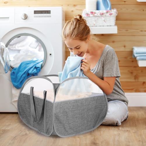 Collapsible Laundry Baskets, 90L Large Foldable Laundry Basket, Tear-proof Pop Up Hampers for Laundry, Dirty Clothes Laundry Hamper for Bedroom, Bathroom, Dorm, Laundry Room, Travel or Camping Grey - color: Gray