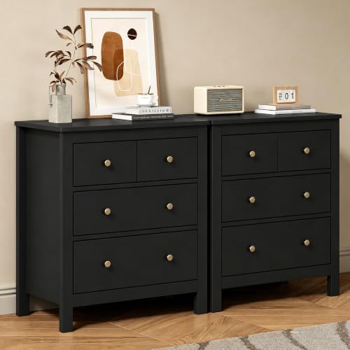 RoyalCraft Black 3 Drawer Nightstand, 27" H End Table with Storage, Modern Bedside Table with Drawers, Night Stands for Bedroom, Entryway, Hallway - color: Black