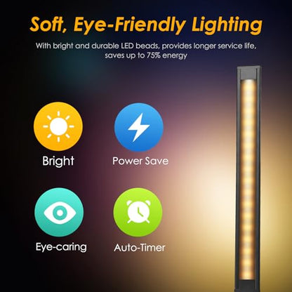Led Desk Lamp, Desk Lamp with USB Charging Port, 5 Color Modes, 10 Brightness, Natural Light, Eye Caring Reading Lamp, Desk Light for Home Office, Table Lamp, Touch Control, Auto-Timer, Black - color: Black