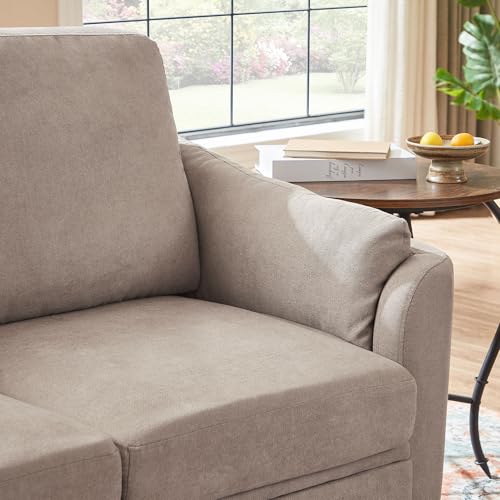 59" Loveseat Sofa, Mid Century Modern Love Seat with Back Cushions, 2-Seat Small Sofa Couch for Living Room Bedroom Small Spaces, Beige - color: Beige, size: Loveseat Sofa