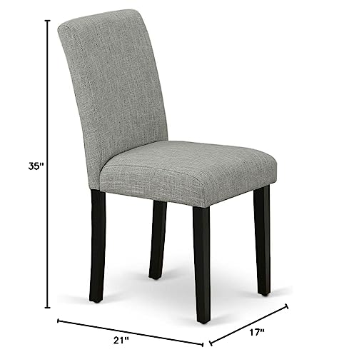 East West Furniture ABP1T06 Abbott Parson Dining Room Chairs - Shitake Linen Fabric Upholstered Chairs, Set of 2, Black - color: Abp1t06