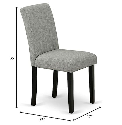 East West Furniture ABP1T06 Abbott Parson Dining Room Chairs - Shitake Linen Fabric Upholstered Chairs, Set of 2, Black - color: Abp1t06
