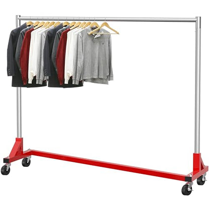 Simple Houseware Industrial Grade Z-Base Garment Rack, 63" W/500Lb, Red - color: Red