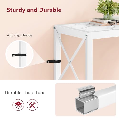 Narrow Console Table, 2 Tier Small Foyer Table Entryway White - color: White, size: 28.3" L