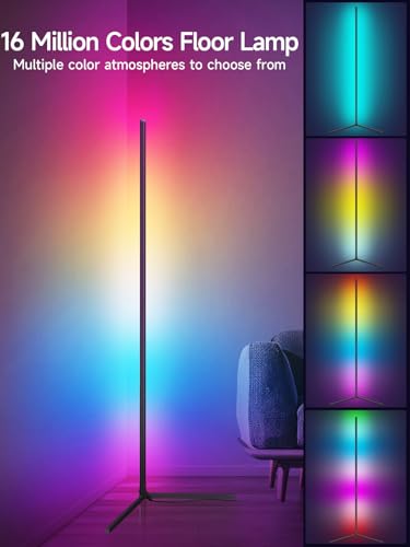 Tyute Corner Floor Lamp, RGB LED Corner Lamp with Music Sync, Smart App and Remote Control Color Changing Ambience Light, LED Lamp with 16 Million Colors for Bedroom, Living Room Gaming Room - color: Multicolor