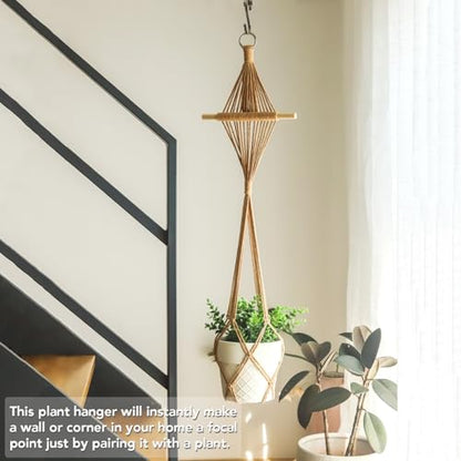 4 Pack Macrame Plant Hangers Indoor Up to 10 inch Pot, Boho Hanging Planters, Plant Holder with 8Pcs Stainless Steel Hooks - color: 4pcs Caramel Hanger