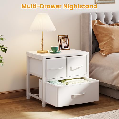 Homeiju Stackable 3-Drawer Fabric Dresser with Waterproof Wood Top – Closet Drawers & Storage Drawers for Bedroom, Modern Metal Frame Design (2 Tier-1 Pack) - size: 11.4"D x 15.8"W x 15.8"H (3 Drawers)