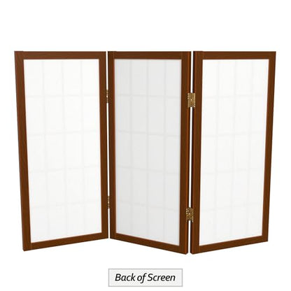 2 ft. Short Desktop Window Pane Shoji Screen - Walnut - 3 Panels - color: Walnut, size: 3 Panel