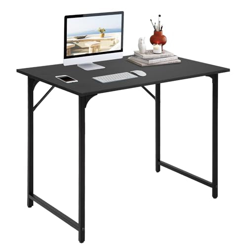 BestOffice | 32 Inch Computer Desk | Black | Sturdy Office Desk | Metal Frame, Adjustable Feet | Water-Resistant, Scratchproof Surface | Writing Table for Home Office or Study | Pack of 1 - color: Black, size: 32 Inch