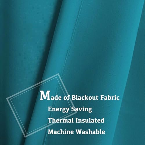 Turquoize Teal Blackout Window Drapes Room Darkening Themal Insulated Grommet/Eyelet Top Nursery/Living Room Curtains for Bedroom/Living Room Each Panel 42 in X 63 in (W X L) (Set of 2 Panels) - color: Teal, size: 42"W x 63"L (Pack of 2)