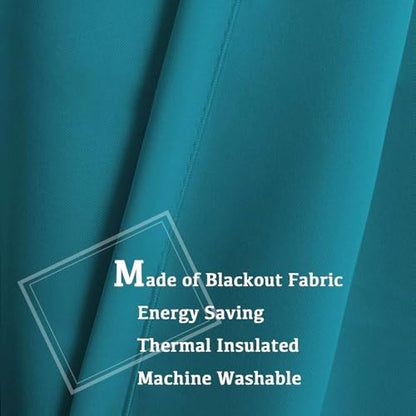 Turquoize Teal Blackout Window Drapes Room Darkening Themal Insulated Grommet/Eyelet Top Nursery/Living Room Curtains for Bedroom/Living Room Each Panel 42 in X 63 in (W X L) (Set of 2 Panels) - color: Teal, size: 42"W x 63"L (Pack of 2)