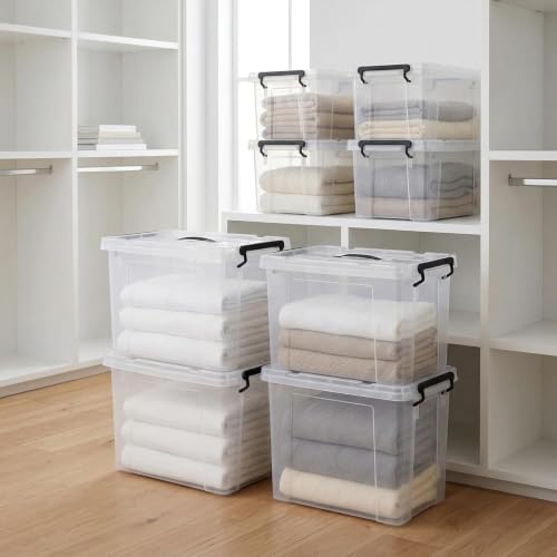 40 Pack 90 QT Plastic Storage Bins with Lids | Clear Stackable Bins with Secure Latches and Handles Heavy-Duty Storage Containers For Home Office and Garage Organization - size: 40×90Qt