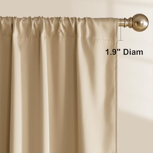 NICETOWN 100% Blackout Biscotti Beige Curtains, Rod Pocket Thermal Curtains Room Darkening Window Treatments for Bedroom/Nursery, W52 x L63, 2 Panels - color: Biscotti Beige, size: 52"W x 63"L (Pack of 2)