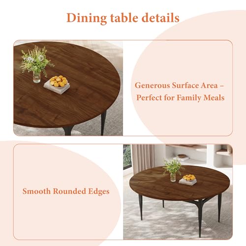 HIPIHOM 55‑Inch Extendable Dining Table Set with 4 Upholstered Chairs and Metal Frame for Dining Room - color: Walnut/Grey-b
