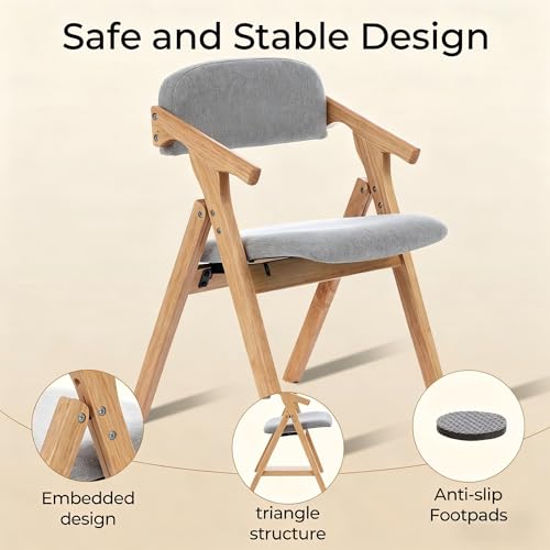 Folding Chairs with Padded Seats,Wooden Stackable Dining Chair,Easy to Store Foldable Dining Chairs for Kitchen, Living Room, Wedding Party Picnic (Dark Gray) - color: Dark Gray
