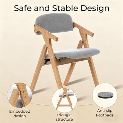 Folding Chairs with Padded Seats,Wooden Stackable Dining Chair,Easy to Store Foldable Dining Chairs for Kitchen, Living Room, Wedding Party Picnic (Dark Gray) - color: Dark Gray