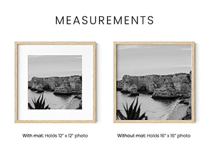 HAUS AND HUES Beige Oak Wood 16x16 Picture Frames - Set of 15, Square Frames with Mat, Premium Frames for Wall Art and Display (16x16 in, Beige, Set of 15) - color: Beige Oak, size: 16x16 in, style: Set of 15