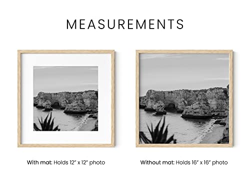HAUS AND HUES Beige Oak Wood 16x16 Picture Frames - Set of 15, Square Frames with Mat, Premium Frames for Wall Art and Display (16x16 in, Beige, Set of 15) - color: Beige Oak, size: 16x16 in, style: Set of 15