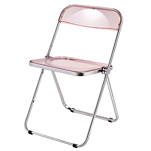 Stackable Transparent Dining Chair - Metal Frame, Plastic Accent Chair for Kitchen, Living Room, Bedroom - Space Saving, Stylish Design，Pink 47x48x76cm(19x19x30inch - color: Pink