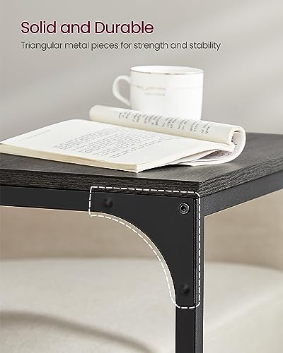 VASAGLE C-Shaped End Table, Side Table for Sofa with Metal Frame | Couch Table, Small TV Tray Table for Living Room, Bedroom, Misty Gray and Black, Barnet Collection ULET353B68 - color: Misty Gray + Black