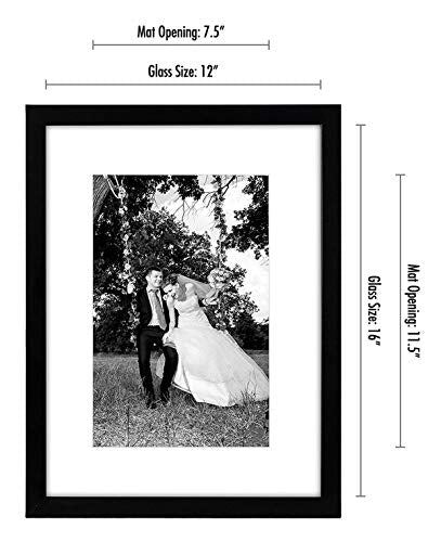 Americanflat 12x16 Picture Frame with Shatter-Resistant Glass - Set of 2 - Use as 8x12 Frame with Mat or Display 12x16 Photo Without Mat - Signature Collection - Picture Frames for Wall - Black | Engineered Wood construction, Shatter-resistant glass, hang