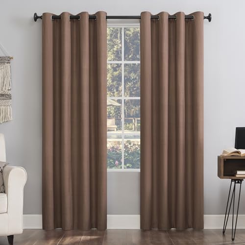 Sun Zero Columbia 2-Pack Thermal Energy Saving 100% Blackout Grommet Curtain Panel Pair, 50" x 84", Cedar - color: Cedar Orange, size: 50"W x 84"L (Pack of 2)