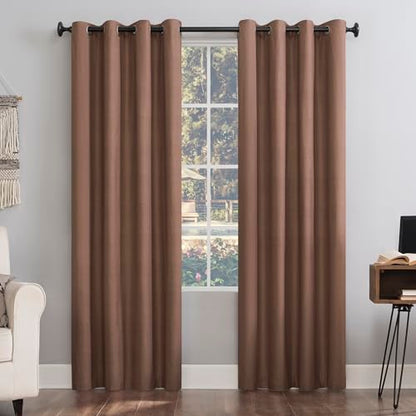 Sun Zero Columbia 2-Pack Thermal Energy Saving 100% Blackout Grommet Curtain Panel Pair, 50" x 84", Cedar - color: Cedar Orange, size: 50"W x 84"L (Pack of 2)